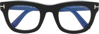 Tom Ford Eyewear logo-plaque arm glasses - men - Acetate - 48 - Black