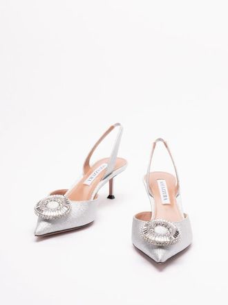 Aquazzura Hohe Schuhe - Crystal Hoop Sling 50 - Gr. 36 (EU) - in Wei&szlig; - f&uuml;r Damen