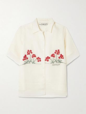 S.S. Daley Camicia In Seta E Lino A Strati Con Ricami Cecilia - Ecru