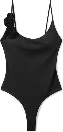 Mango Floral Strap One-Piece Swimsuit in Black at Nordstrom, Size X-Small