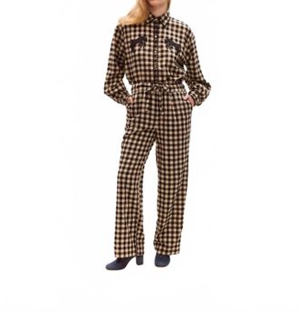 Carolina K Boyfriend Long Sleeve Button Down Shirt In Black Plaid
