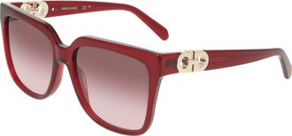 Ferragamo Burgundy Gradient Square Ladies Sunglasses SF2109S 655 58