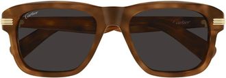 Cartier Vierkante Zonnebril - Heren - Accessoires - Bruin - Maat: 55 MM