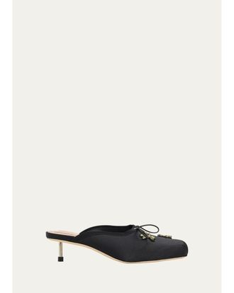 Simone Rocha 40mm Pointe Embellished Satin Ballerina Mules