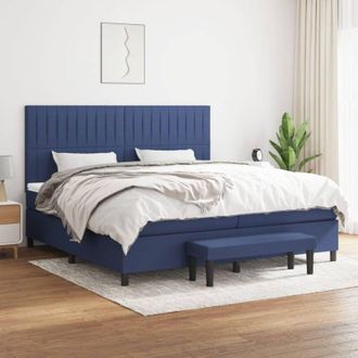 vidaXL Vidaxl - Cama Box Spring Con Colch&oacute;n Tela Azul 200x200 Cm