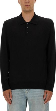 Golden Goose Black Virgin Wool Polo With Classic Collar