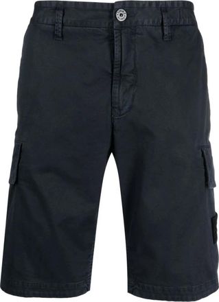 Stone Island L100018 Cargo Shorts - Heren - Korte Broeken - Blauw - W30 - Katoen - Korte Broeken