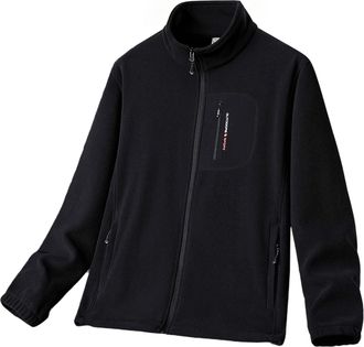 Generic Black Mens Fleece Jackets Thermal Quilted Coats, Polar Fleece Full Zip Work Jackets with 3 Zipper Pockets, Classic Plain Work Jacket for Men UK Outdoo