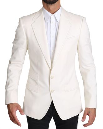 Dolce & Gabbana Mannen SICILIA Cr&egrave;me Single Breasted Formele Blazer