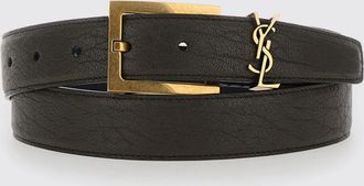 Saint Laurent Cintura Cassandre in pelle goffrata con monogramma YSL
