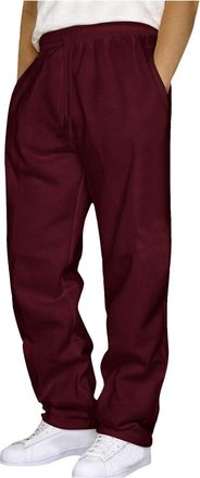 Generic Mens Joggers Baggy Jogging Bottoms Elasticated Waist Straight Leg Sweatpants with Drawstring Winter Casual Open Hem Tracksuit Bottoms Wine