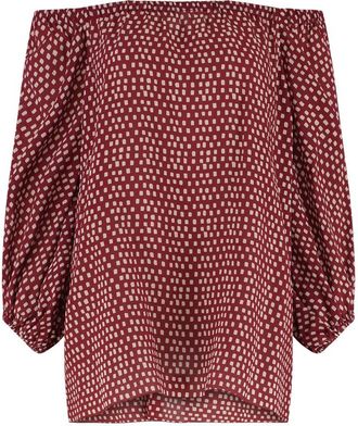 Marine Serre Red Printed Off Shoulder Top