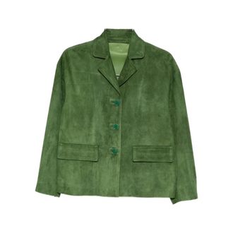 Salvatore Santoro Blazers, female, Green, Size: 2XS Leather Blazer