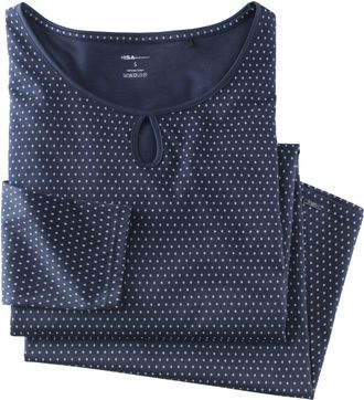 Isa Nachthemd ISA BODYWEAR Nachthemd langarm, Damen, Gr. XXL, N-Gr, dunkelblau, Obermaterial: 100% Baumwolle CO(Bio)., Kleider Nachthemd