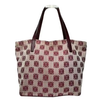 Loewe Pre-owned Tote Bags, female, Purple, Size: ONE SIZE Pre-owned Canvas Shoulder Bag