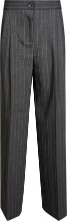 Pinko Grey Plumeria Tailored Wool-Blend Pinstripe Straight Pants