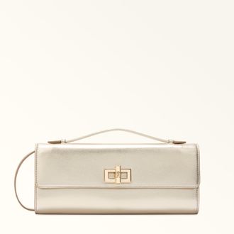 Furla Clara Clutch Color Gold Gold Metal Dattero Lux Calf Leather Woman