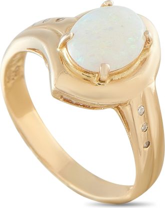 Luxury Bazaar 14K Yellow Gold Diamond and 0.80ct Australian Opal Ring MF03-091026