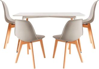 Regalos Miguel Regalos Miguel - Conjuntos De Mesa Y Sillas - Conjunto Mesa Tower Rectangular 120 X 80 Cm Blanca Y Pack 4 Sillas Kelen - Gris