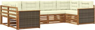 vidaXL Conjunto De Sof&aacute;s De Exterior 6 Uds. Natural Y Crema Vidaxl