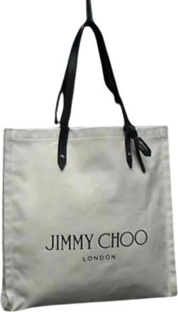 Jimmy Choo London Pre-owned Tote Bags, female, White, Size: ONE SIZE Pre-owned Canvas Shoulder Bag