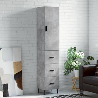 Berkfield Home Highboard Concrete Grey 34.5x34x180 cm Engineered Wood