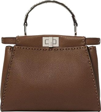 Fendi Mini Peekaboo Leather Tote Bag