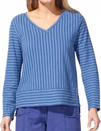 Escape Santa Barbara Stripe Easy V Tee In Denim