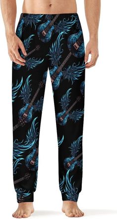Generic Rock Guitar Wings Mens Pajama Pant Lounge Sleepwear Elastic Waistband Sleep Bottoms S