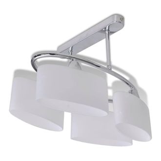 Berkfield Home Ceiling Lamp with Ellipsoid Glass Shades for 4 E14 Bulbs in White