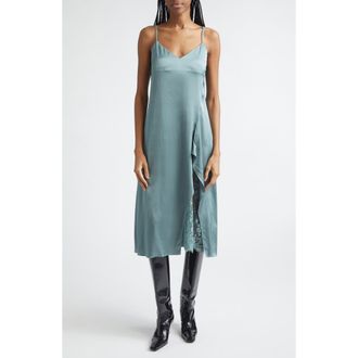Acne Studios Satin Slipdress in Sage Green at Nordstrom, Size 10 Us
