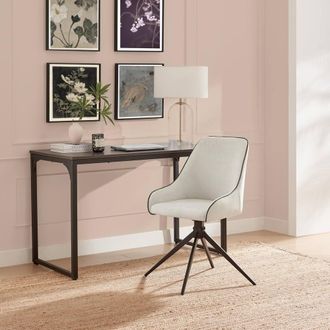 Furniturebox Beaumont Cream Fabric Swivel Office Chair