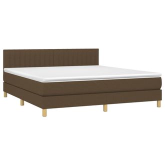 vidaXL Vidaxl - Cama Box Spring Con Colch&oacute;n Tela Marr&oacute;n Oscuro 160x200 Cm