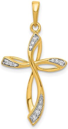 Diamond2Deal 10k Yellow Gold 1/10ct. Diamond Cross Pendant