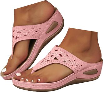 Generic Sandals for Women Womens Sandals & Slides Orthopedic Arch Support Flip Flops Toe Post Slides for Women UK Wide Fit Summer Shoe Non-Slip Beach Shoes To