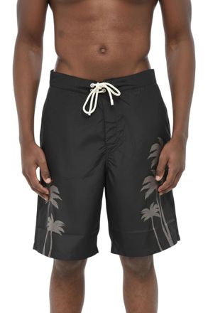 Palm Angels Black Printed Swim Shorts