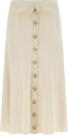 Zimmermann Rebellion Buttoned Midi Skirt - Dames - Midirokken - Beige - XS - Katoen - Rokken