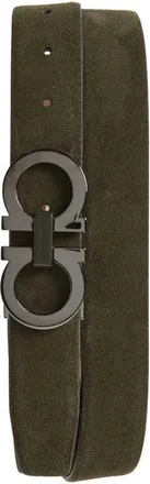 Ferragamo Double Gancio Suede Belt in Loden Naturale Beige Tortora at Nordstrom, Size 105