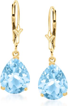 Ross-Simons Pear-Shaped Sky Blue Topaz Earrings in 14kt Yellow Gold