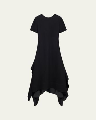 Loewe Short-Sleeve Asymmetric-Hem Midi Dress