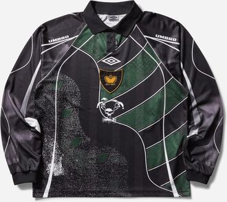 Umbro Men s 95 96 Longsleeve Polo Dark Green / Black