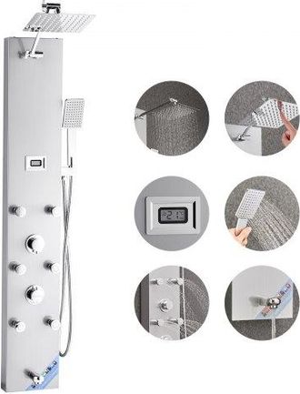 OEM Sistema De Torre Con Columna De Ducha Tipo Torre Con Efecto Lluvia, Led, Grifo De 4 Funciones, Sistema De Masaje De Lluvia De Pared Con 6 Chorros Corp