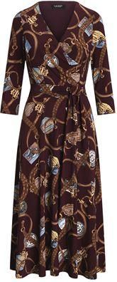 Ralph Lauren Belting-Print Surplice Jersey Dress