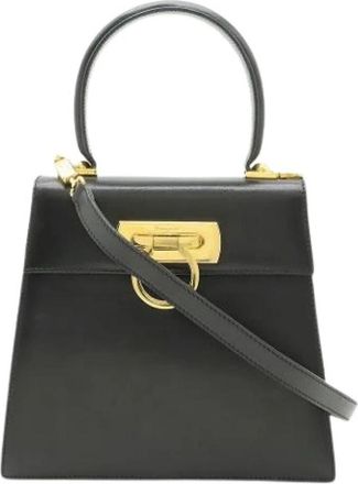 Ferragamo Pre-owned Gancini Handtas - Dames - Vintage Handtas - Zwart - ONE Size - Leer - Vintage