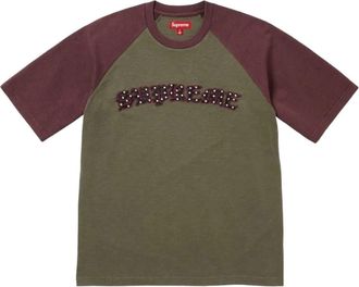 SUPREME SS26 Rhinestone Raglan S/S T-Shirt Olive SUP-SS26-135-GRN
