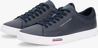 Tommy Hilfiger Mens Vulcanized Leather Mix Sneaker - Navy - US 11.5 / EU 45