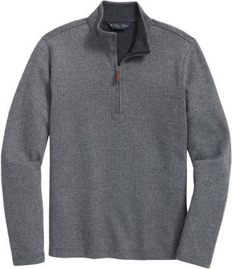 Brooks Brothers Herringbone Double Face Half Zip in Gray at Nordstrom, Size Xx-Large