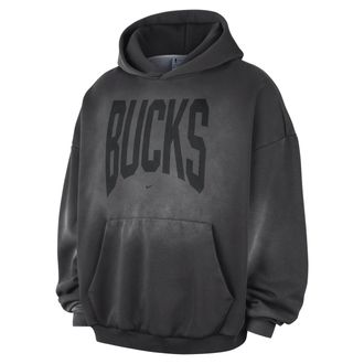 Nike Mens Milwaukee Bucks Standard Issue Therma-FIT Fleece Basketball Pullover Hoodie in Grey | II6029-099