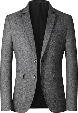 Generic Wool Blazers for Men UK Casual - Plus Size Mens Suit Jacket Slim Fit Long Sleeve with Double Pockets Two Button Blazer Jacket Business Wedding Office 