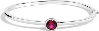 House of Brilliance 925 Sterling Silver 7X7MM Created Red Ruby Solitaire Bangle Bracelet